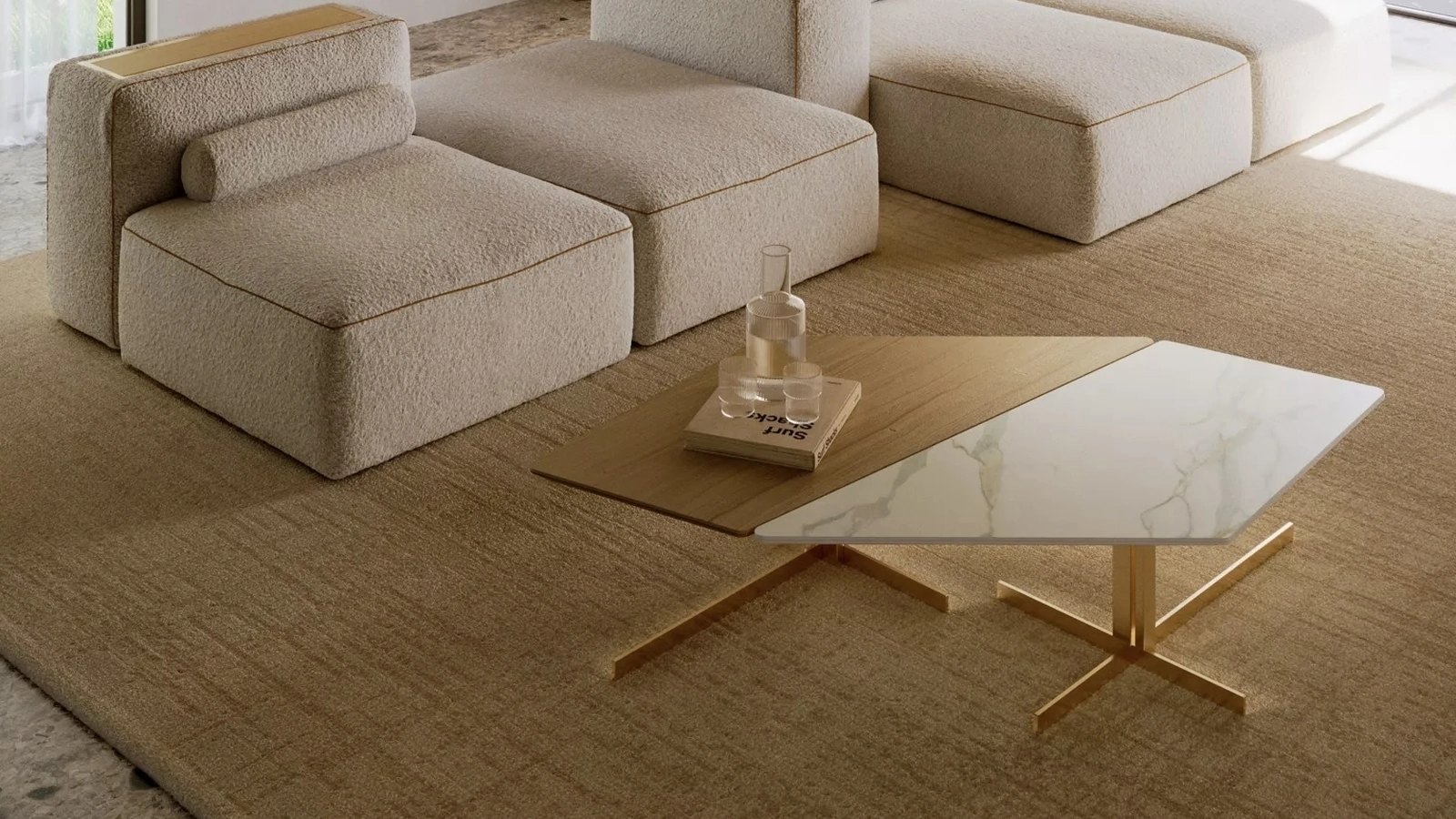 Tavolino Bento in legno e SuperMarmo di Bontempi