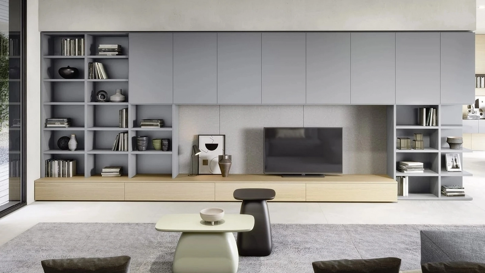 Tavolino di design Cliff in poliuretano laccato opaco di Novamobili