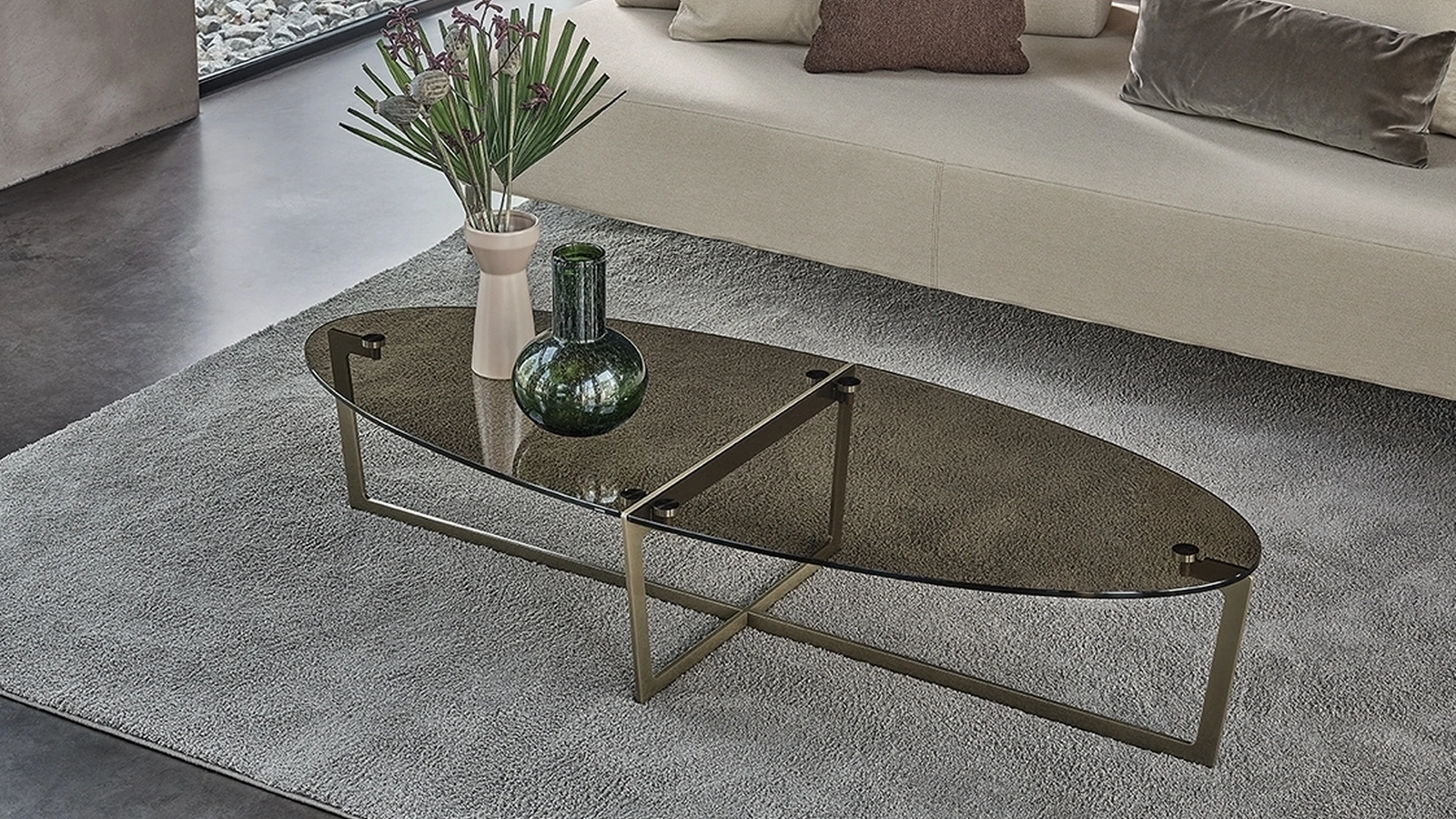 Tavolino ovale Cross di Bontempi