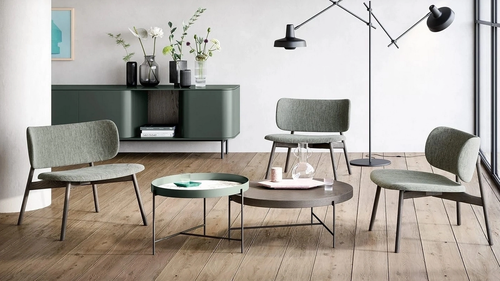 Tavolino rotondo Globe in legno o metallo e ceramica di Novamobili