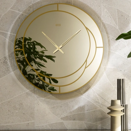 Orologio da muro realizzato in cristallo specchiante bronzato Positano di Riflessi