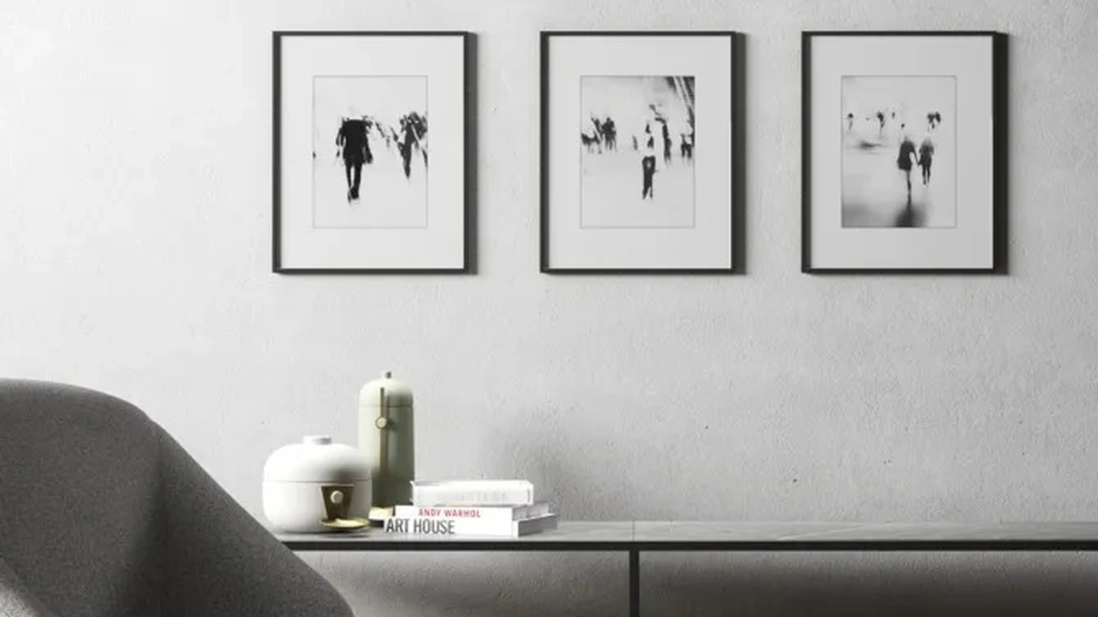 Quadri con grafiche in bianco e nero su carta patinata con cornice di Doimo Salotti