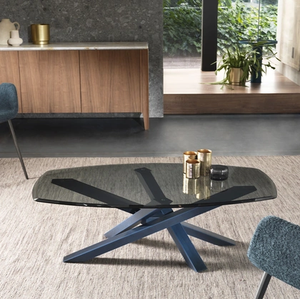 Tavolino Shangai con top in cristallo di Riflessi