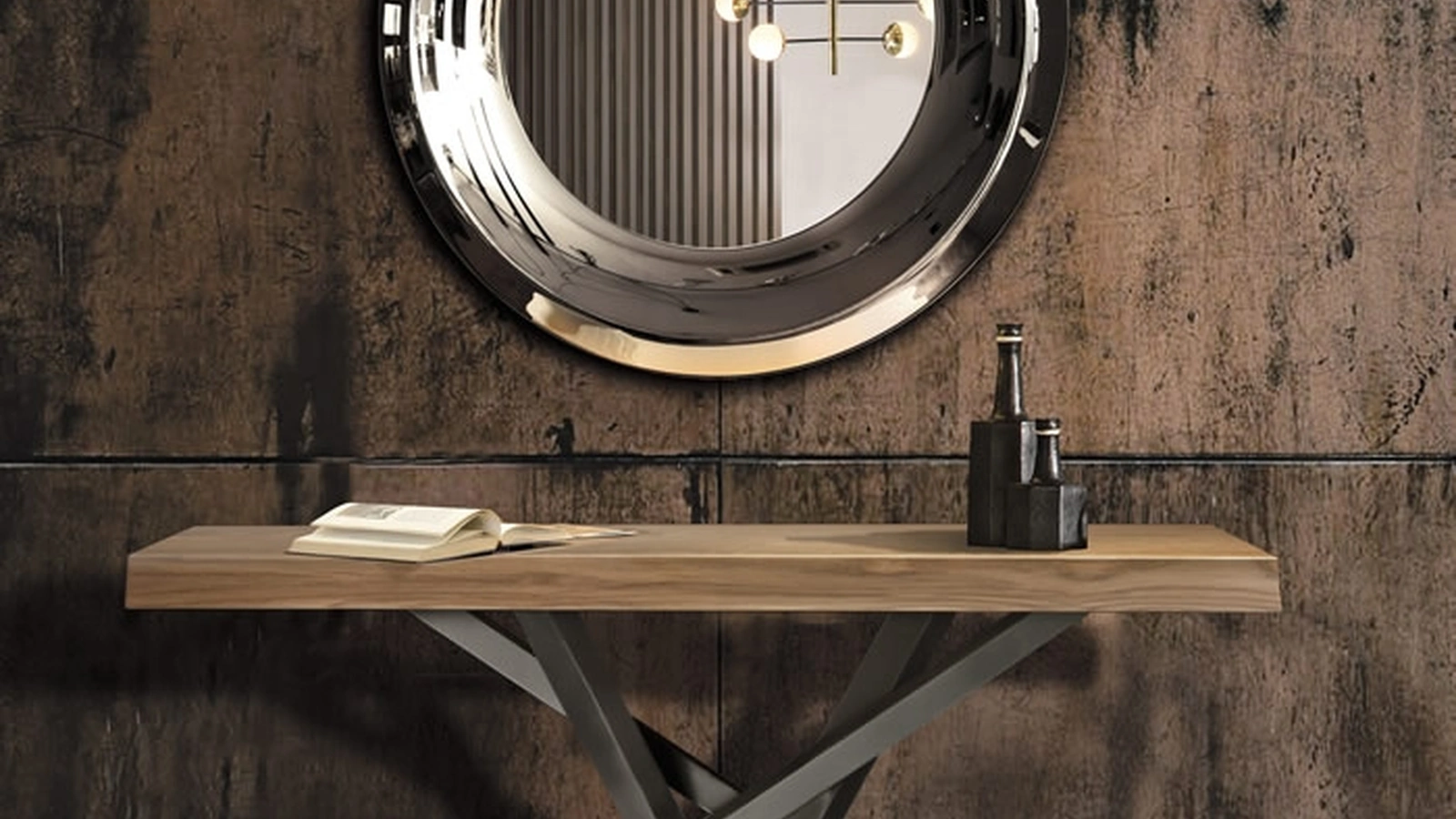 Specchio rotondo Aqua con cornice in cristallo specchiante di Riflessi