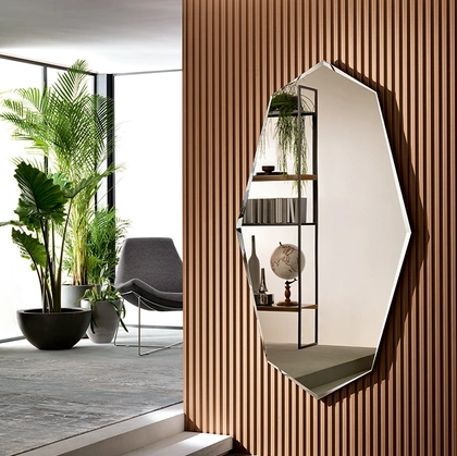 Specchio ottagonale bronzato con bisellatura irregolare Sestante di Riflessi