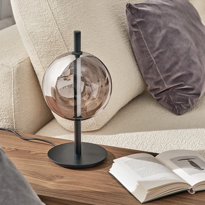 Lampada Sferatus da tavolo in vetro e acciaio di Bontempi