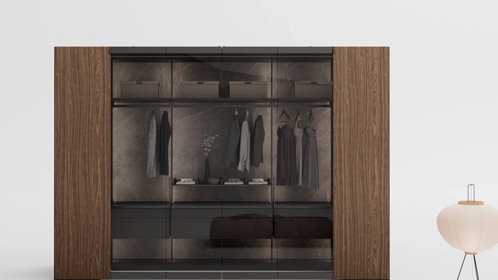 Cabina Armadio Camerino Freedhome in canneté Noce di Caccaro