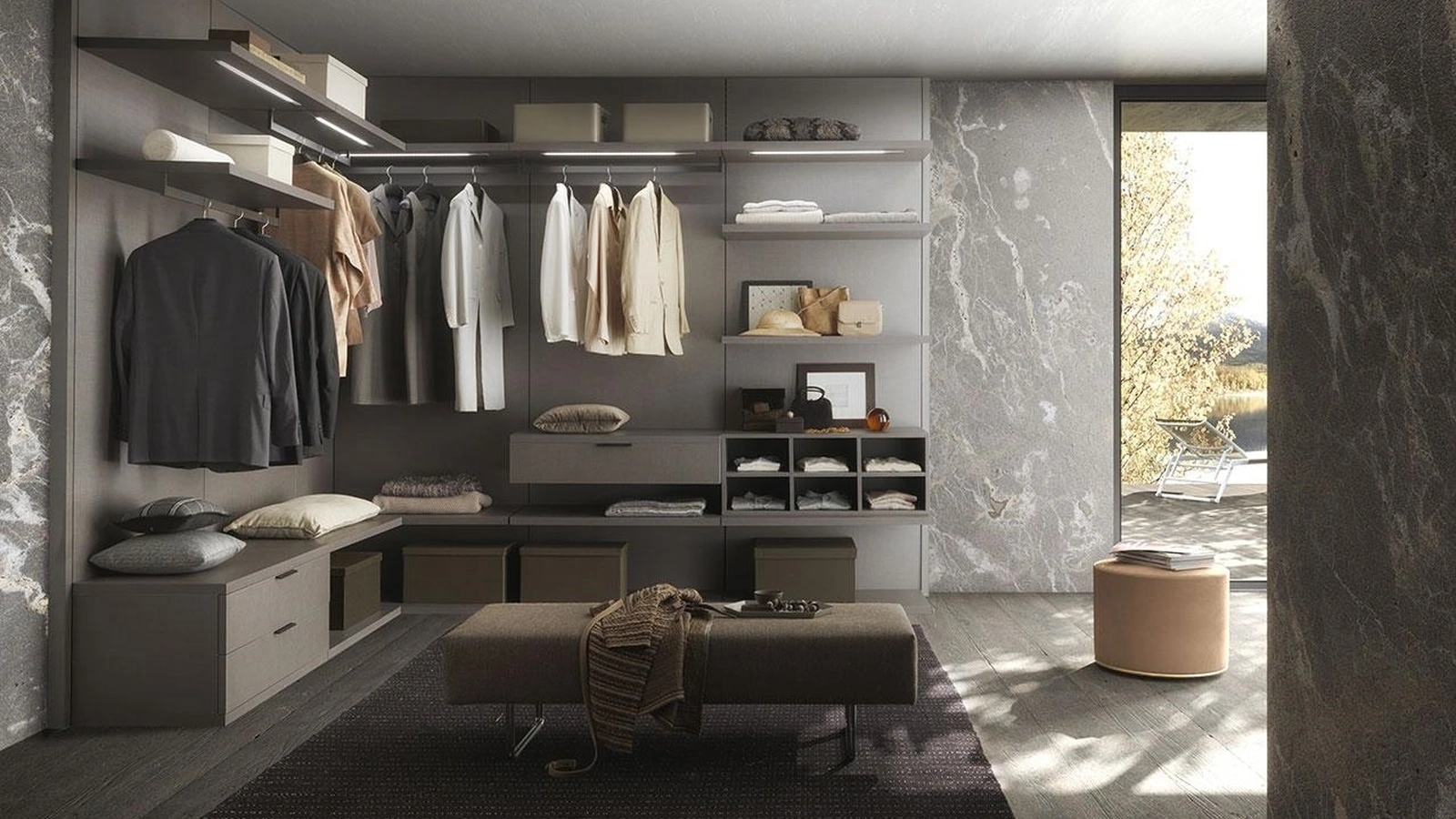 Cabina Armadio Comp 332 in nobilitato tessuto Grey di Mobilgam