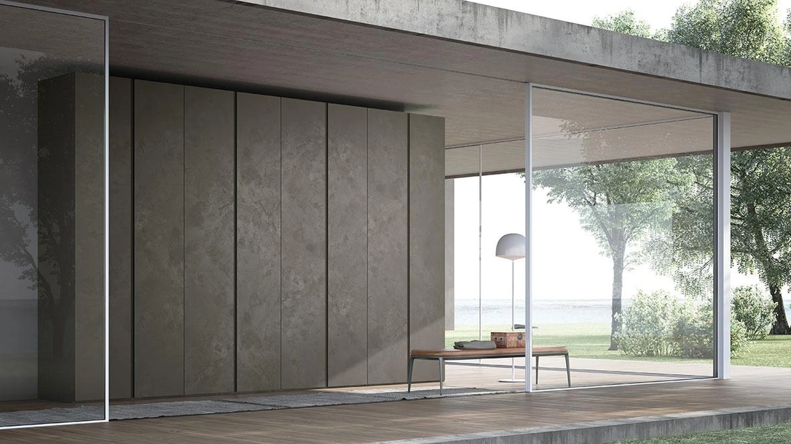 Armadio con ante battenti Comp 334 in finitura spatolato quarzo di Mobilgam