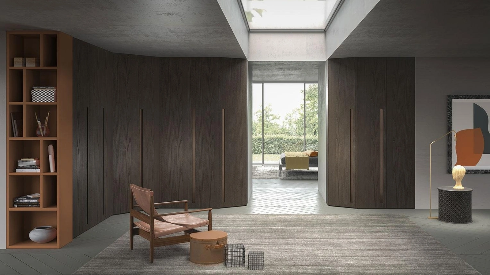 Armadio angolare con ante battenti Comp 350 in legno di frassino di Mobilgam