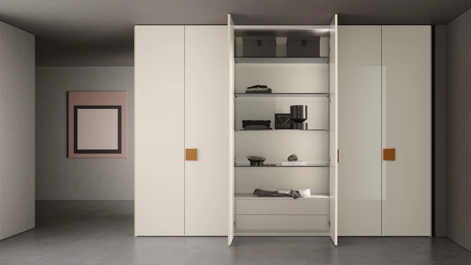 Armadio con ante battenti laccato opaco Plana di Pianca