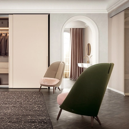 Armadio con ante scorrevoli in laccato lucido Seta Tratto di Pianca