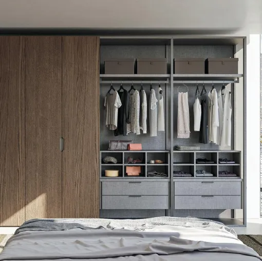 Armadio con ante a soffietto in legno e spatolato Comp N24 di Mobilgam