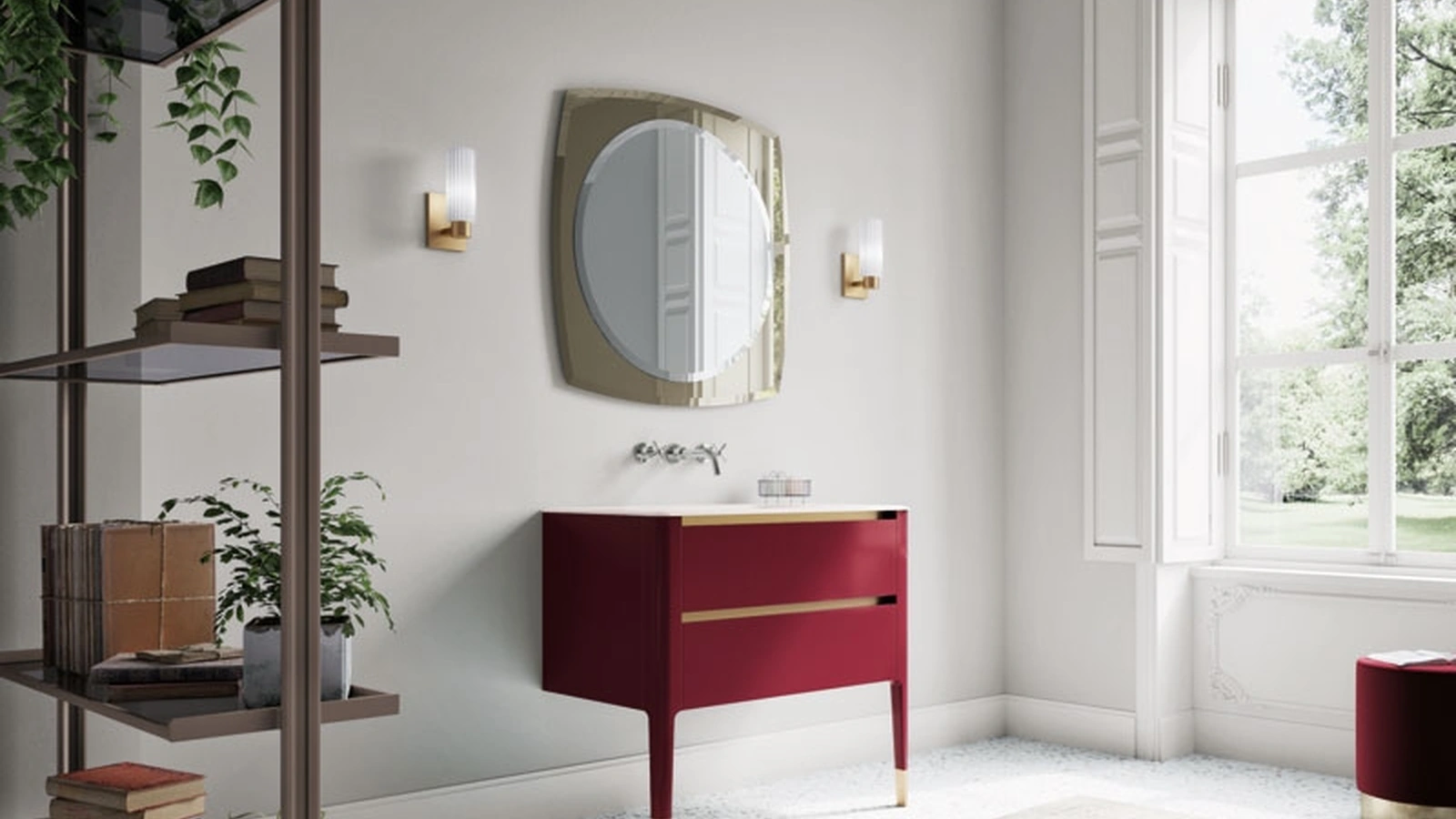 Mobile da Bagno a terra laccato lucido Rosso Porpora Art 01 di Puntotre