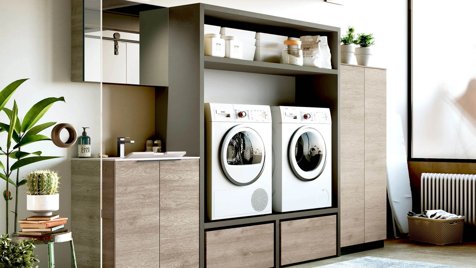 Mobile da Bagno per lavanderia in laminato e HPL Laundry 05 di Puntotre