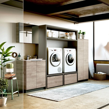 Mobile da Bagno per lavanderia in laminato e HPL Laundry 05 di Puntotre