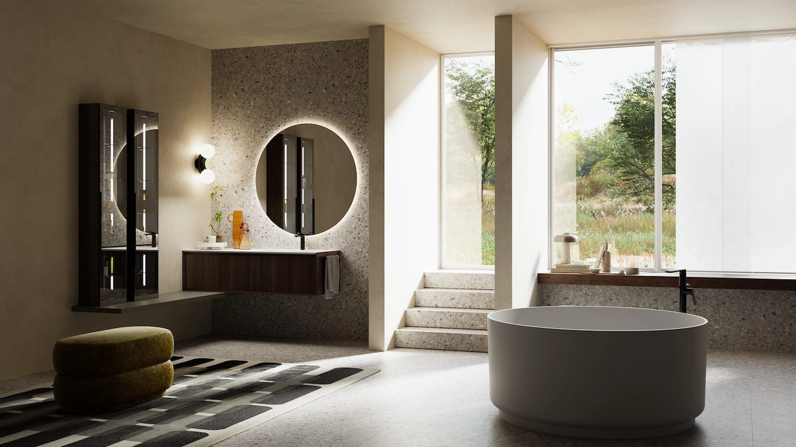 Mobile da Bagno sospeso in legno Rovere Coke Modula 09 di Puntotre