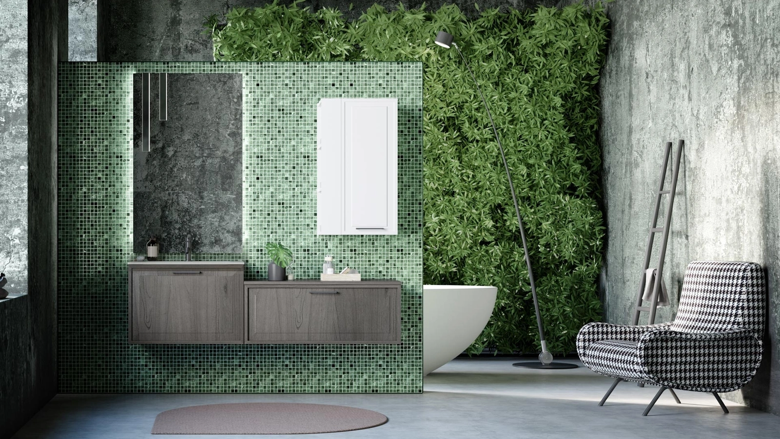 Mobile da Bagno sospeso in legno Paraiso Cemento Roma 02 di Puntotre