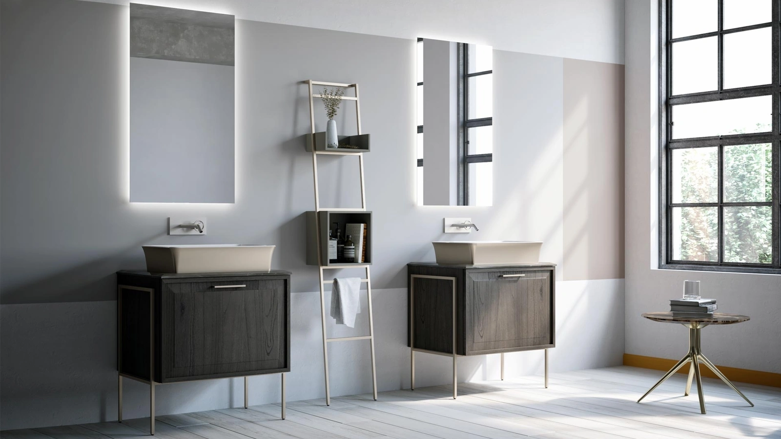 Mobile da Bagno a terra Roma 06 in legno Paraiso Piombo di Puntotre