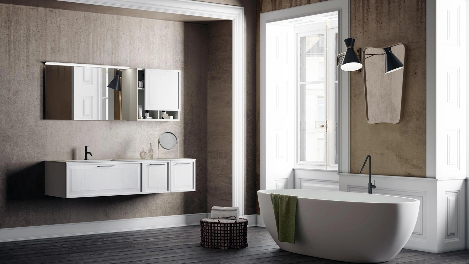 Mobile da Bagno sospeso in legno Paraiso Bianco Roma 09 di Puntotre