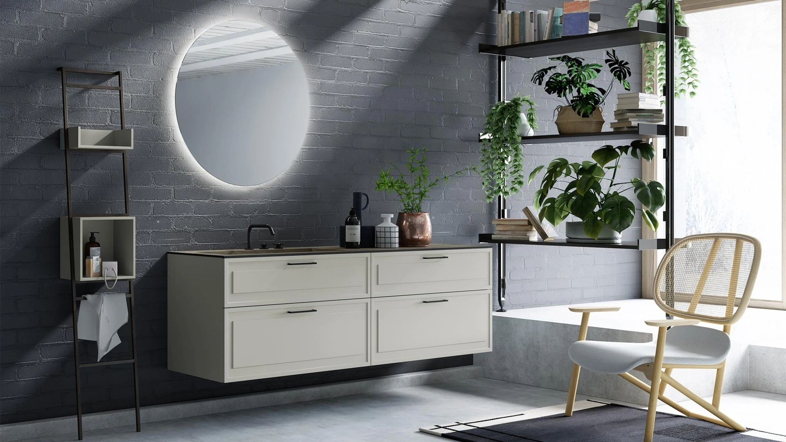 Mobile da Bagno sospeso laccato opaco Roma 03 di Puntotre