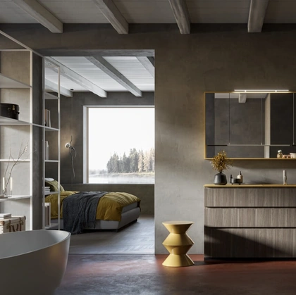 Mobile da Bagno a terra Sistema Gola 34 finitura Noce Grey di Puntotre