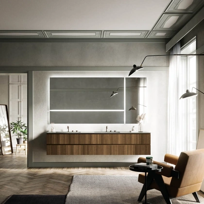 Mobile da Bagno sospeso in Rovere termocotto Sistema Gola 01 di Puntotre