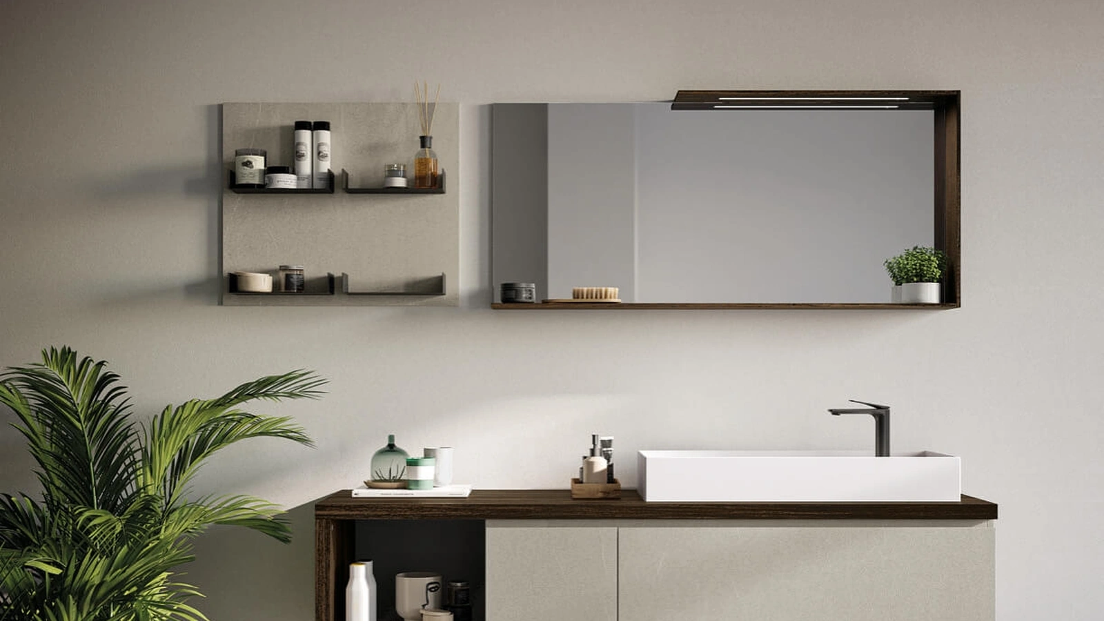 Mobile da Bagno sospeso in laminato Sistema Gola 11 di Puntotre