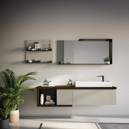 Mobile da Bagno sospeso in laminato Sistema Gola 11 di Puntotre