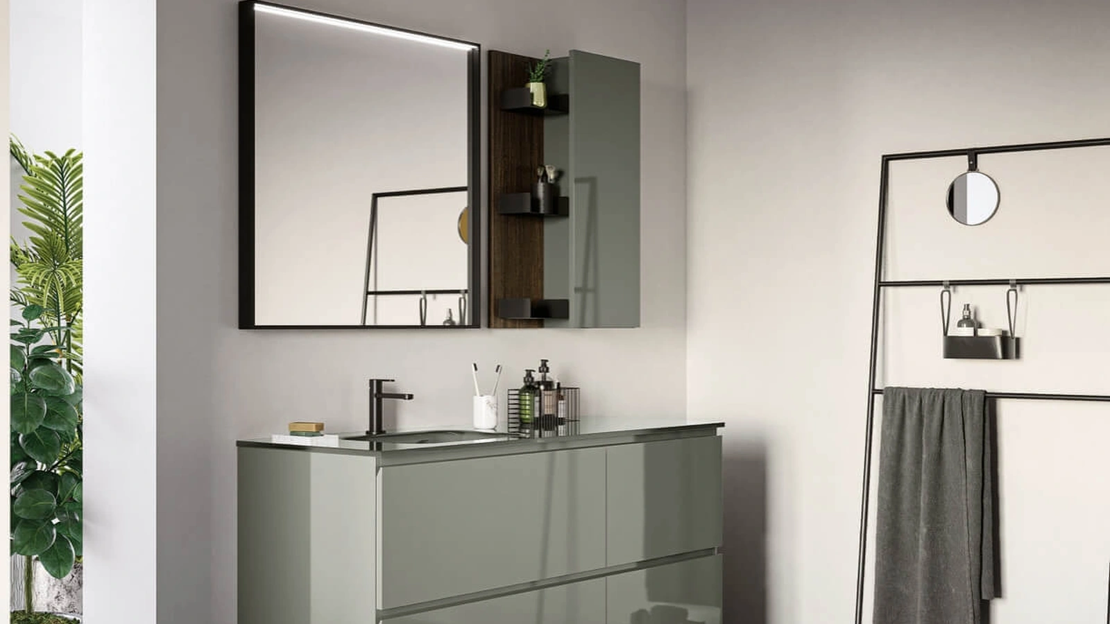 Mobile da Bagno a terra laccato lucido Sistema Gola 12 di Puntotre