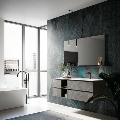 Mobile da Bagno sospeso in laminato Sistema Gola 14 di Puntotre