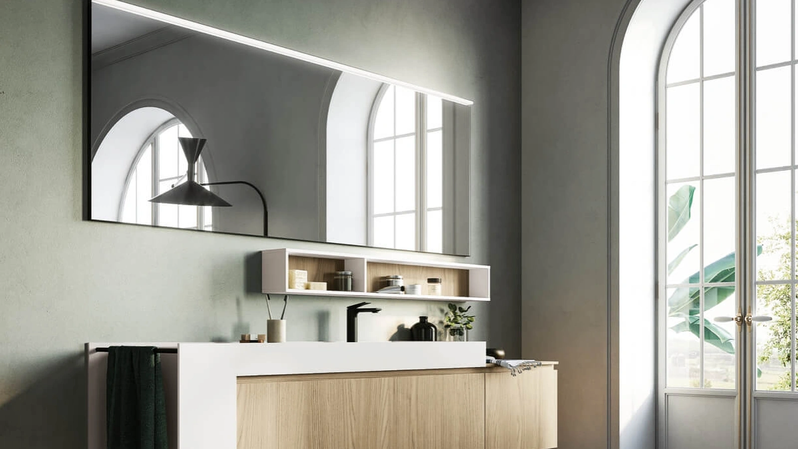 Mobile da Bagno sospeso in laminato Sistema Gola 04 di Puntotre