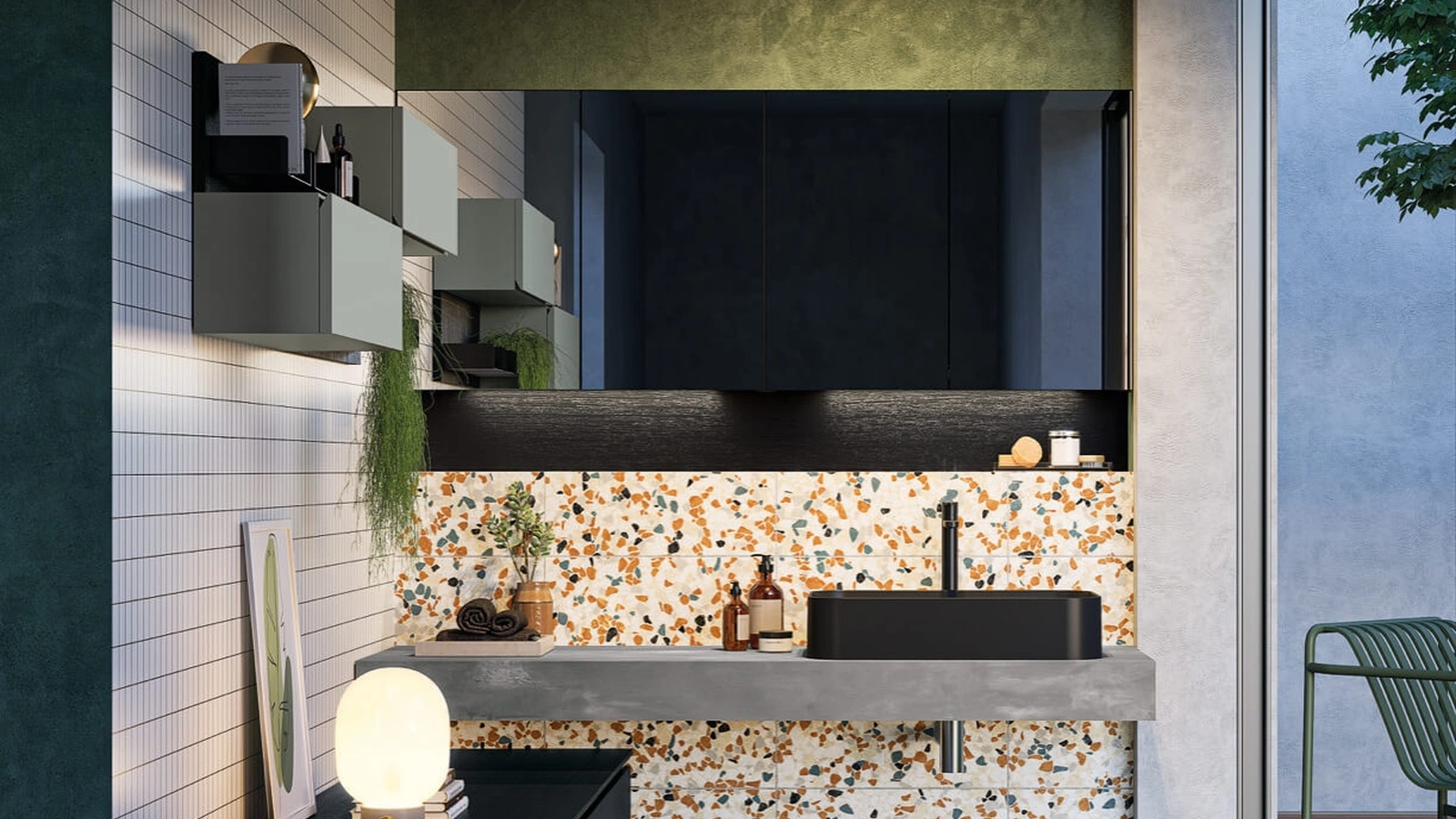 Mobile da Bagno sospeso in laminato Sistema Gola 05 di Puntotre