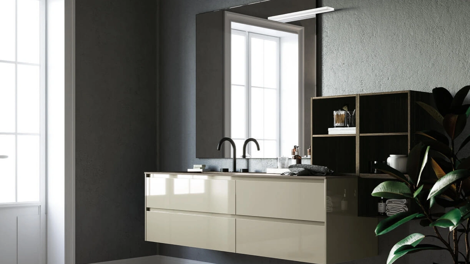 Mobile da Bagno sospeso laccato lucido Sistema Gola 06 di Puntotre