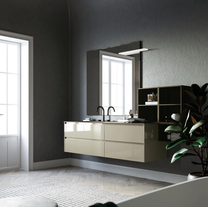 Mobile da Bagno sospeso laccato lucido Sistema Gola 06 di Puntotre