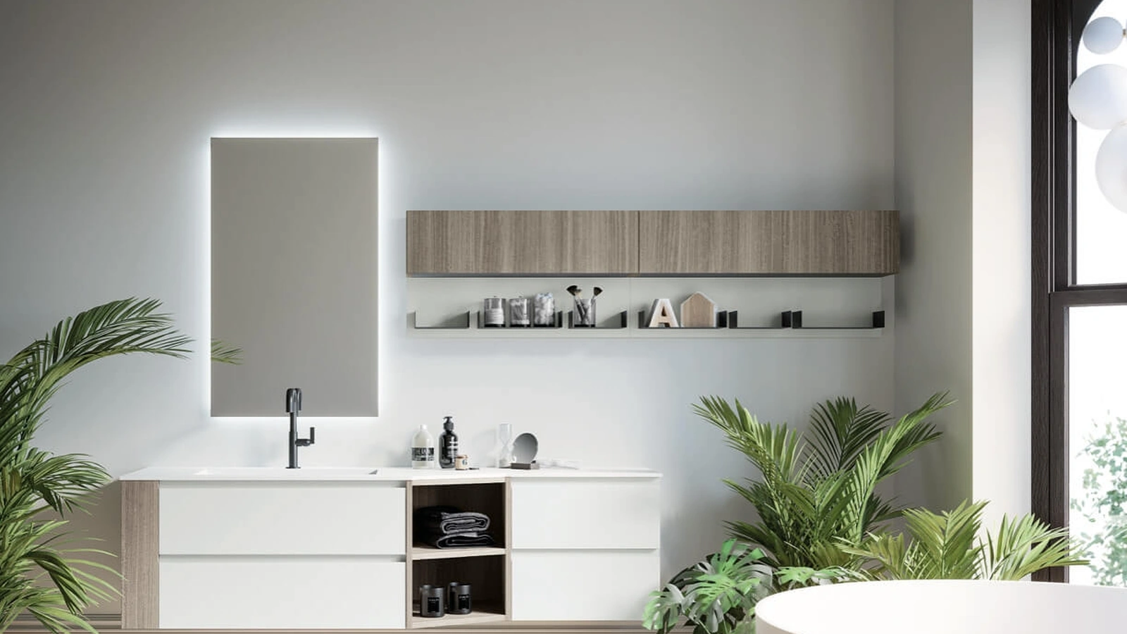 Mobile da Bagno sospeso in laminato Sistema Gola 09 di Puntotre