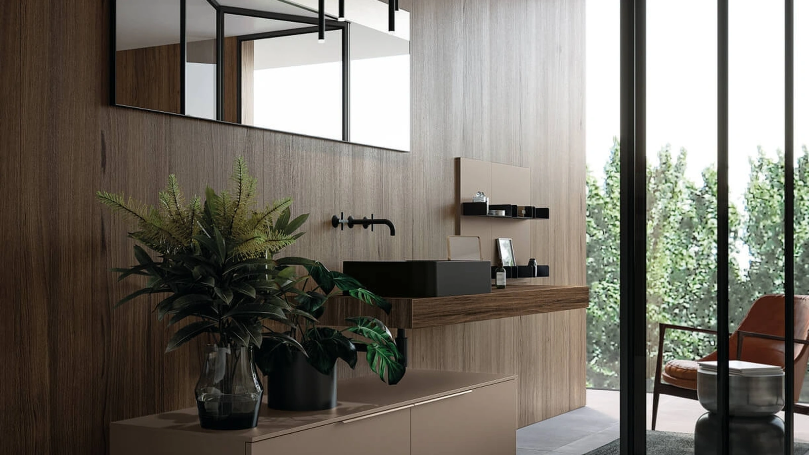 Mobile da Bagno sospeso laccato opaco Sistema Maniglia 16 di Puntotre