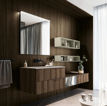 Mobile da Bagno sospeso in laminato finitura Eucalipto Sistema Maniglia 17 di Puntotre