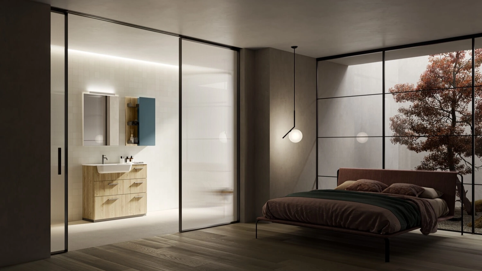 Mobile da Bagno a terra in laminato Sistema Maniglia 31 di Puntotre