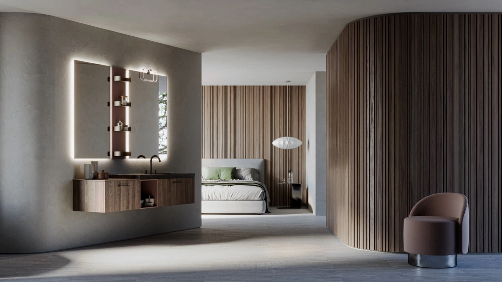 Mobile da Bagno sospeso in laminato Sistema Maniglia 32 di Puntotre