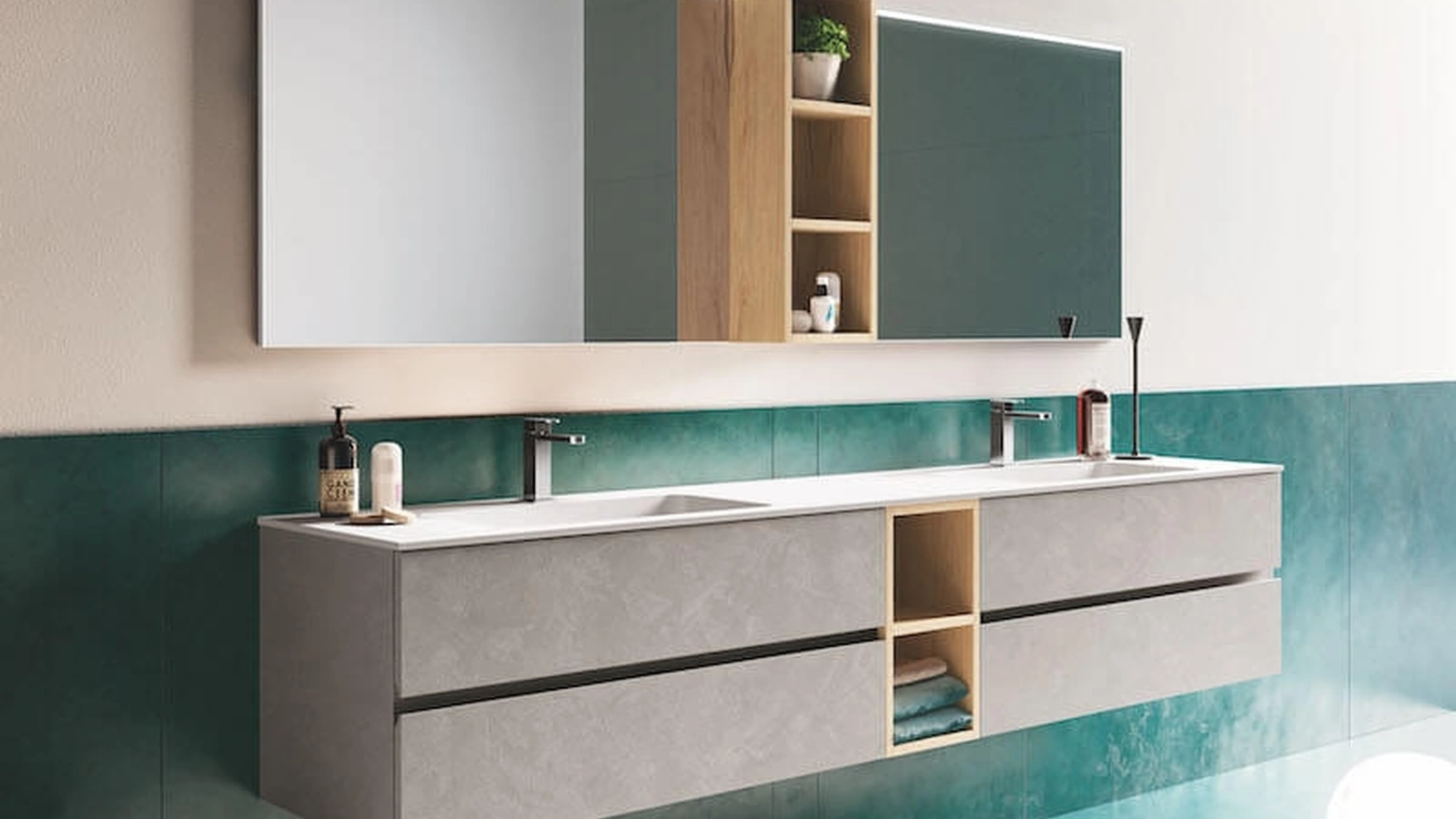 Mobile da Bagno sospeso in laminato Up & Down 01 di Puntotre