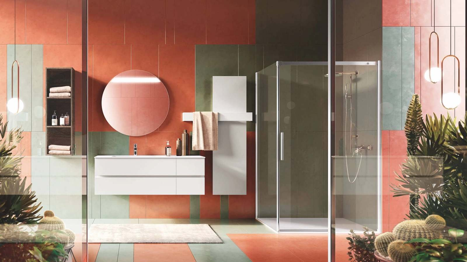 Mobile da Bagno sospeso laccato Bianco Up & Down 03 di Puntotre