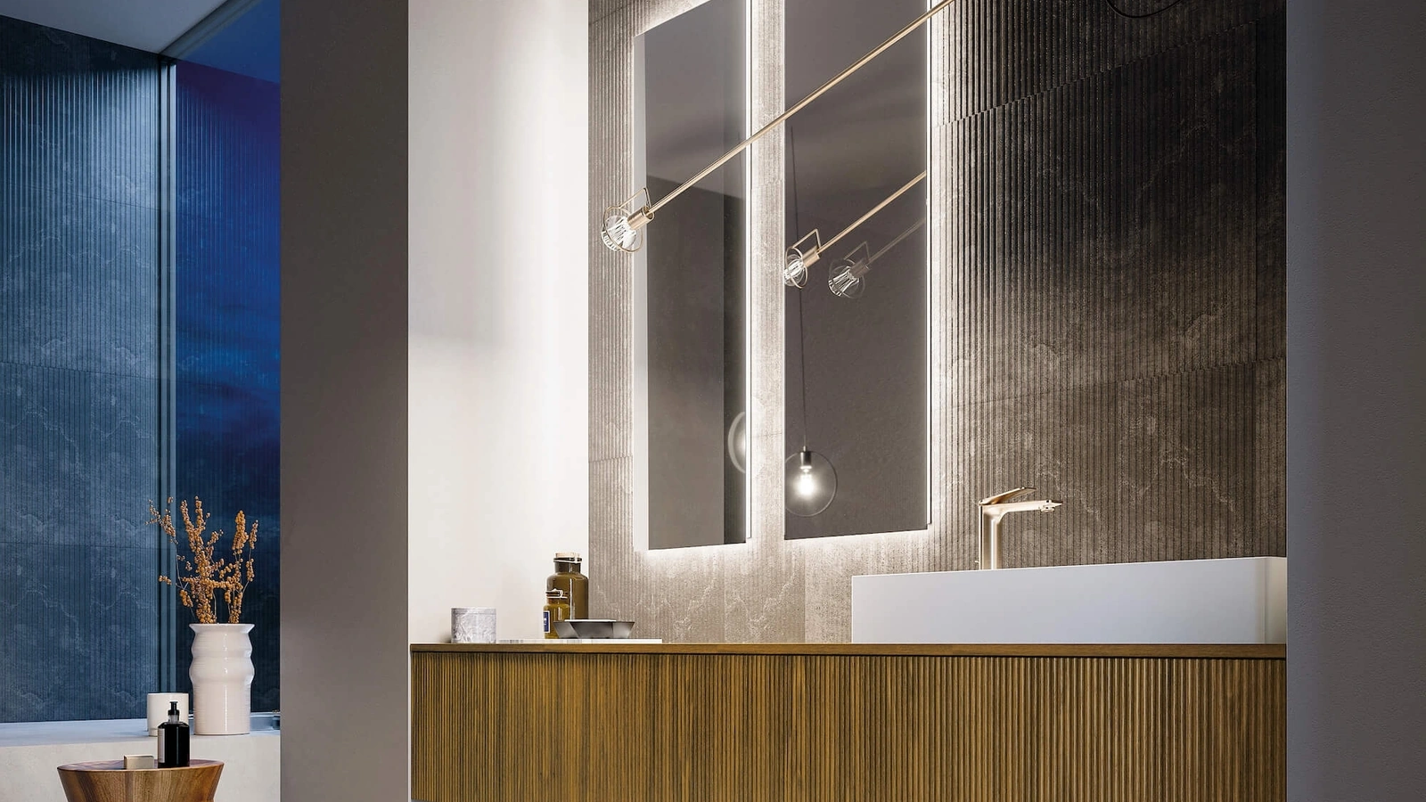 Mobile da Bagno sospeso Vertigo 06 in polimerico finitura effetto legno di Puntotre