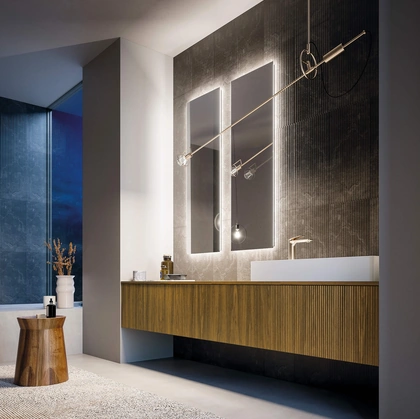 Mobile da Bagno sospeso Vertigo 06 in polimerico finitura effetto legno di Puntotre