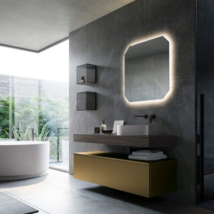 Mobile da Bagno sospeso in polimerico Bronzo metallizzato Vertigo 07 di Puntotre