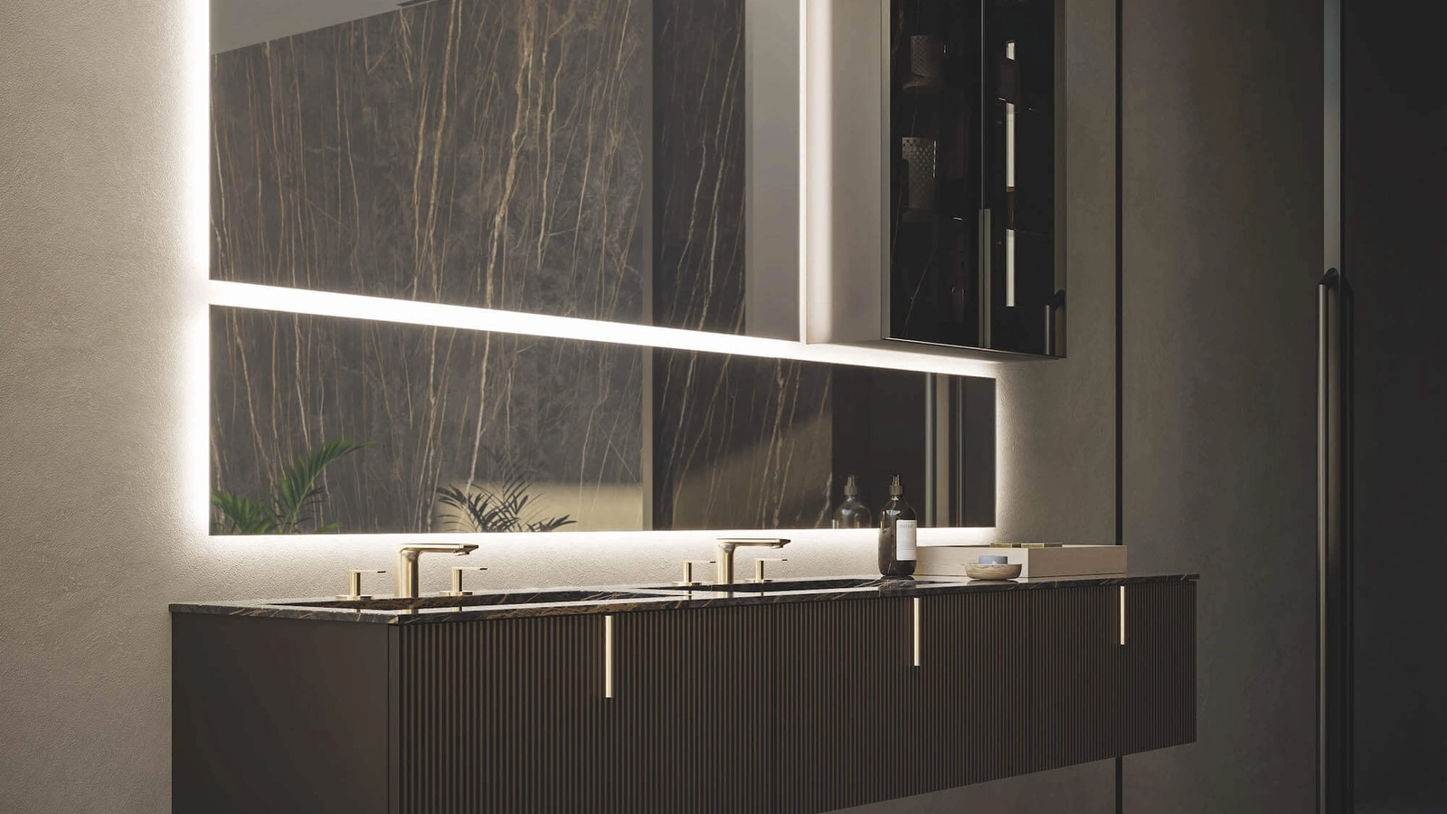 Mobile da Bagno sospeso laccato opaco con top in gres Vertigo 01 di Puntotre