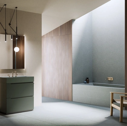 Mobile da Bagno a terra laccato Verde Salvia Vertigo Evolution 06 di Puntotre