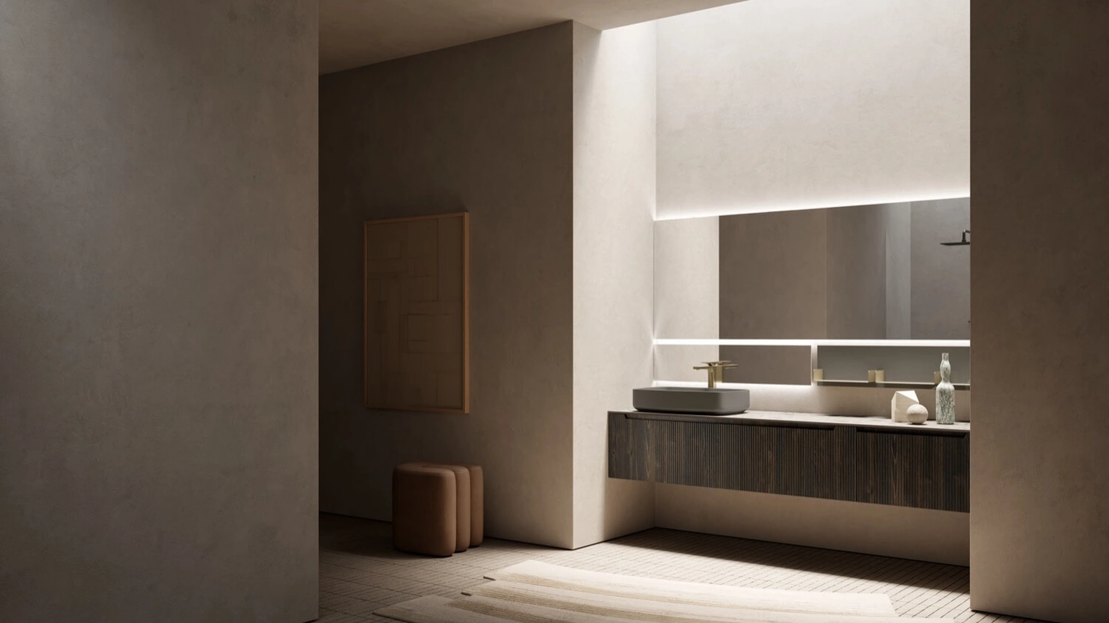 Mobile da Bagno sospeso in polimerico finitura effetto legno Vertigo Evolution 07 di Puntotre