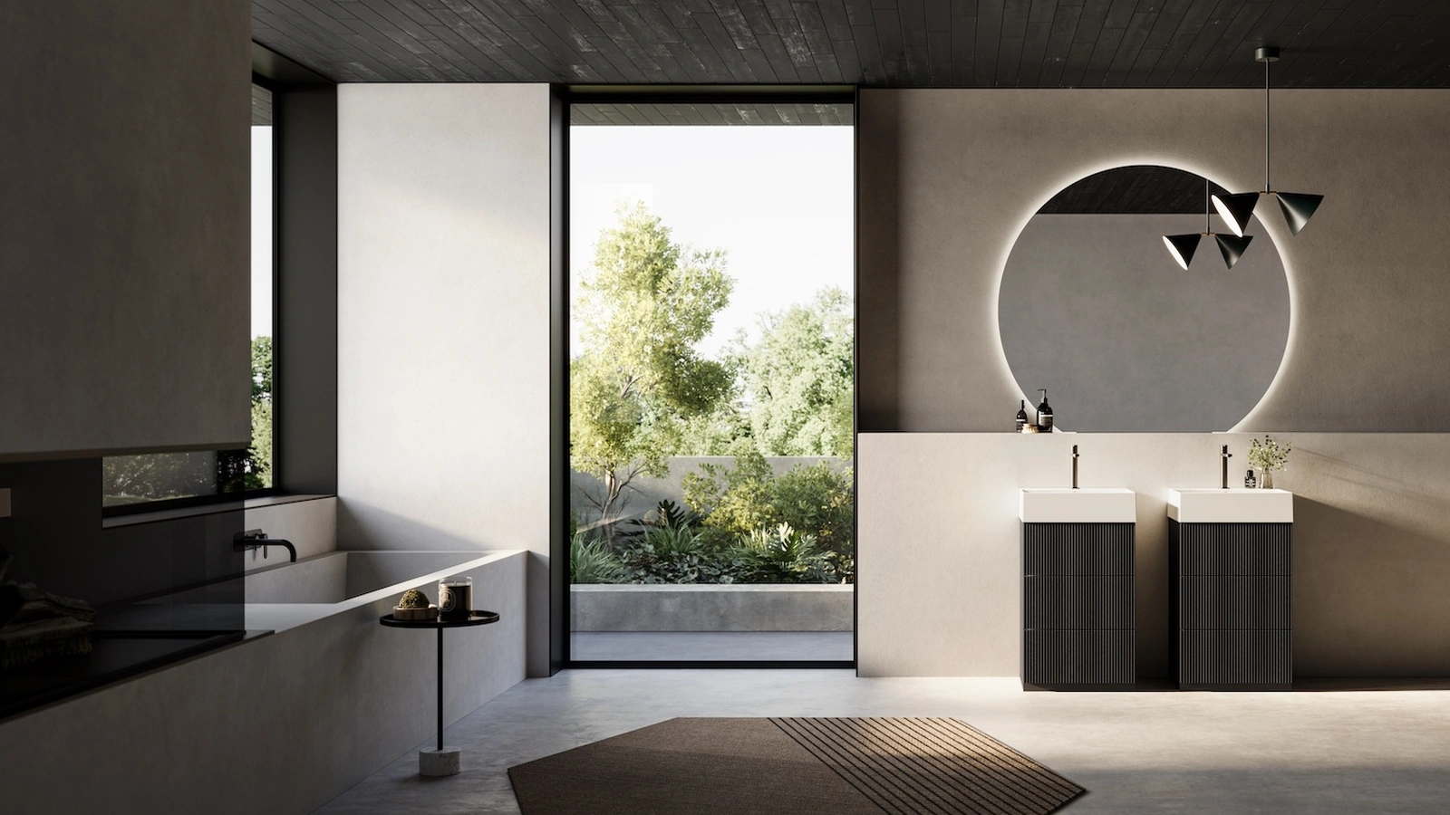 Mobile da Bagno a terra Vertigo 15 in polimerico Frassino Nero di Puntotre