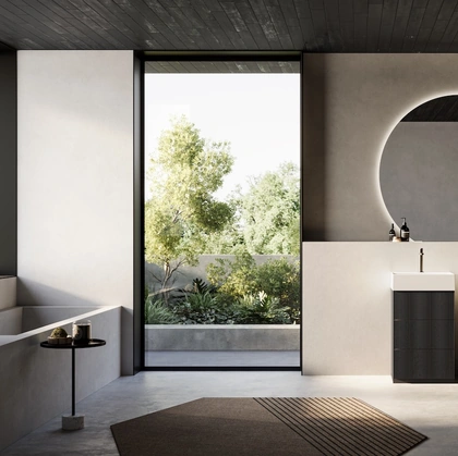 Mobile da Bagno a terra Vertigo 15 in polimerico Frassino Nero di Puntotre